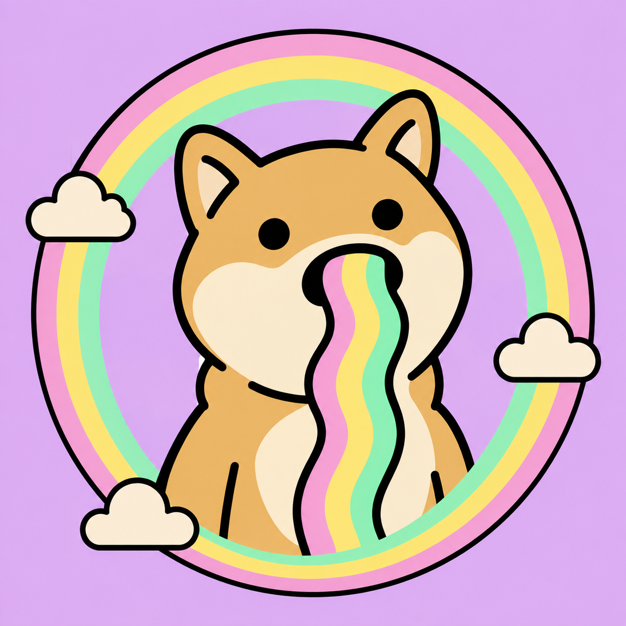 DORAIN Shiba inside a pastel rainbow